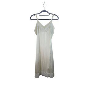 Vintage Movie Star Ivory Lace Trim Full Slip Dress Size 34 Adjustable Straps